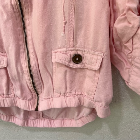 𝅺wet Seal pink crop jacket, zip up, elastic waistband, XL, button pockets - Picture 8 of 12